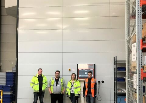 ABB Motors and Generators Service warehouse happy Agilon users in front of the warehouse