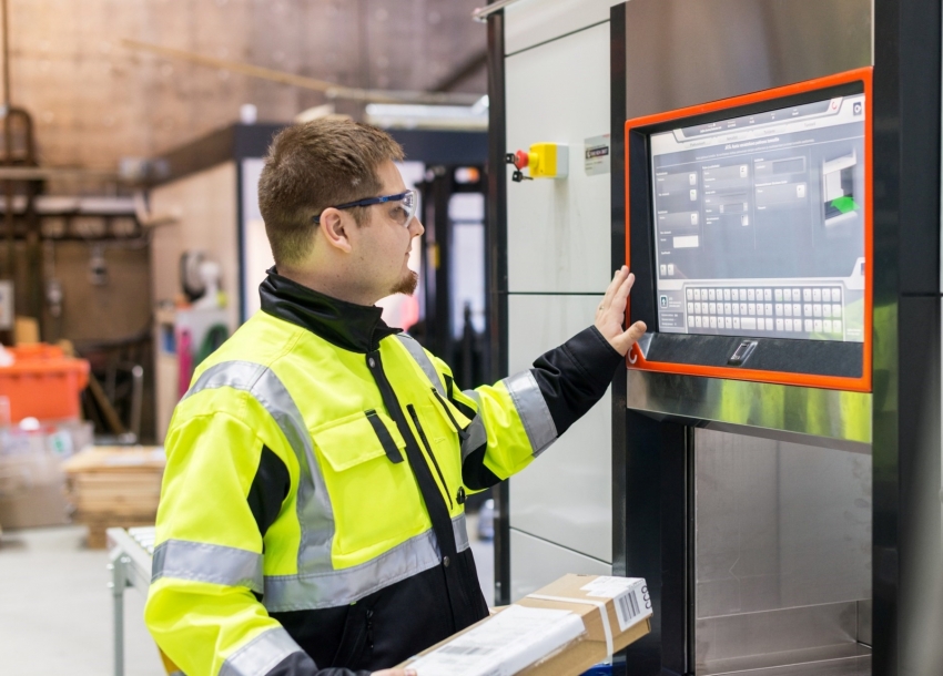 A man using Agilon warehouse automation system.