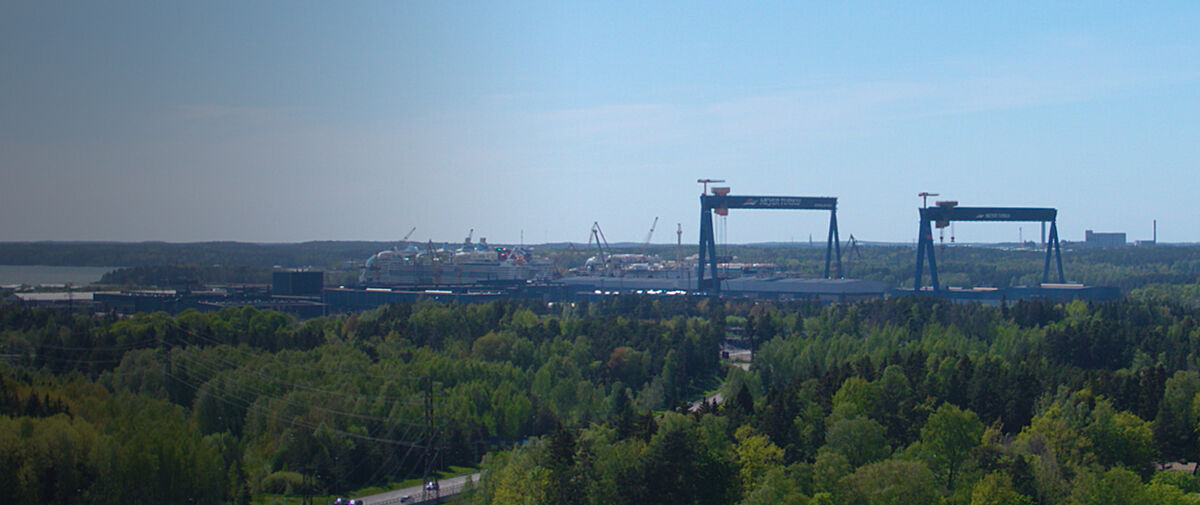 Goliath cranes in distance